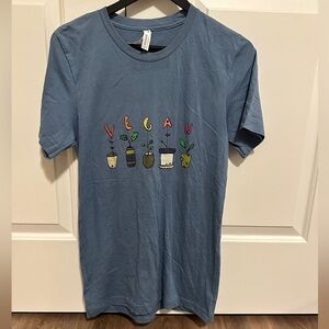 Gildan Vegan Vegetables Blue Cotton Short sleeve T-shirt Size Small